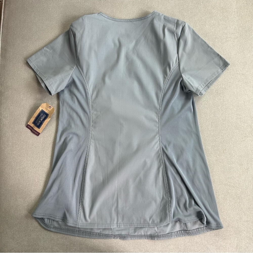 Cherokee Maternity Mock Wrap Scrub Top. Grey. Small. - Picture 2 of 7